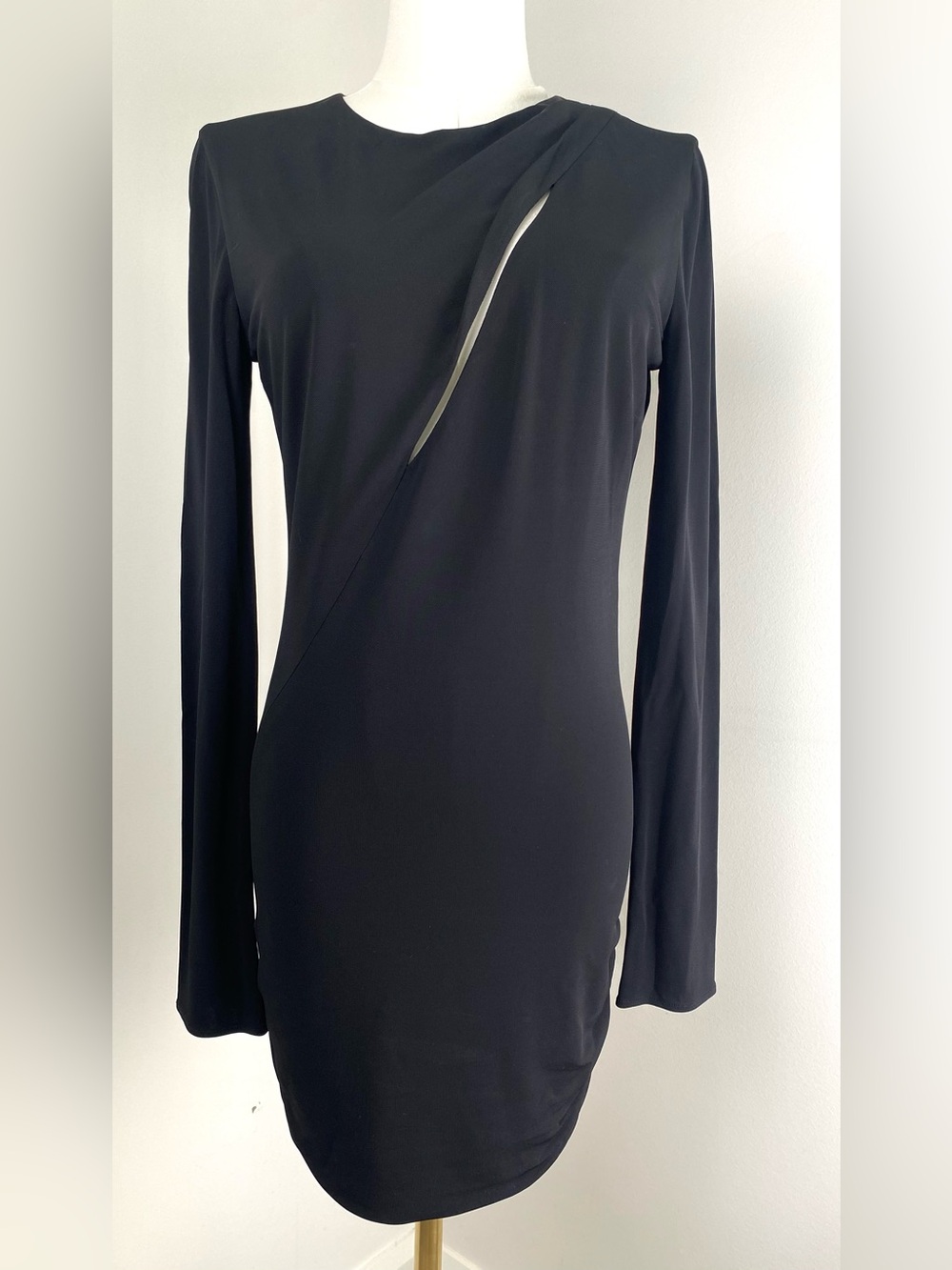 Versace Black Cutout Ruched Mini Dress Authentic RFID European 36 US X-Small